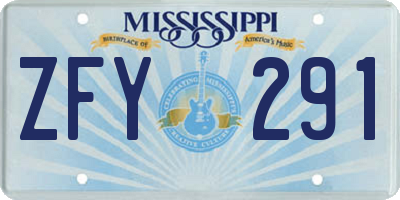 MS license plate ZFY291