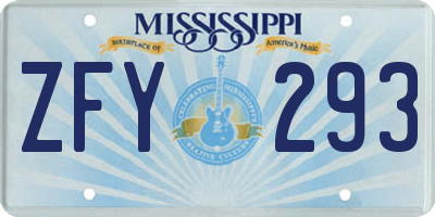 MS license plate ZFY293