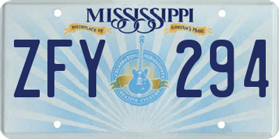 MS license plate ZFY294