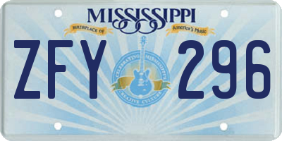 MS license plate ZFY296