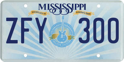 MS license plate ZFY300