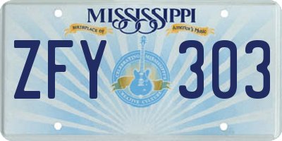 MS license plate ZFY303