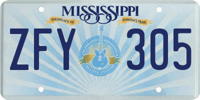 MS license plate ZFY305