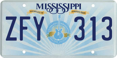 MS license plate ZFY313