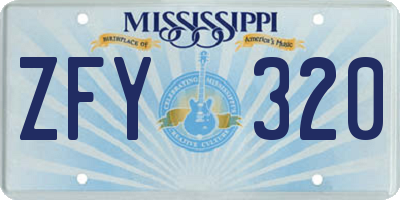 MS license plate ZFY320