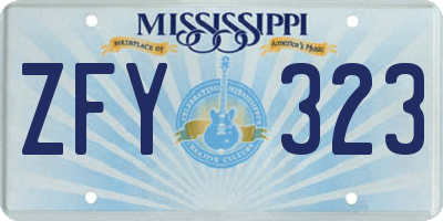 MS license plate ZFY323