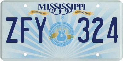 MS license plate ZFY324