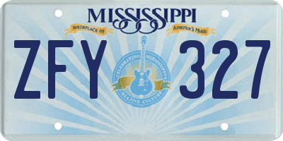 MS license plate ZFY327