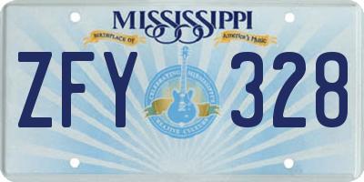 MS license plate ZFY328