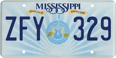 MS license plate ZFY329