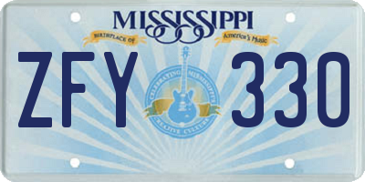 MS license plate ZFY330