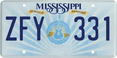 MS license plate ZFY331
