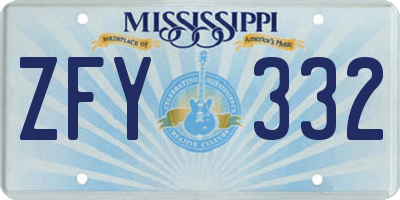 MS license plate ZFY332