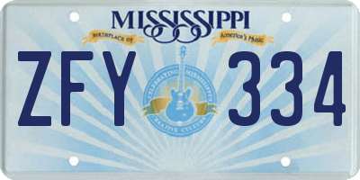 MS license plate ZFY334