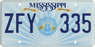 MS license plate ZFY335