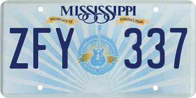 MS license plate ZFY337