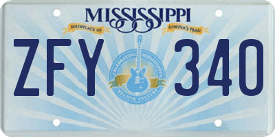 MS license plate ZFY340