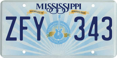MS license plate ZFY343