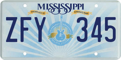 MS license plate ZFY345