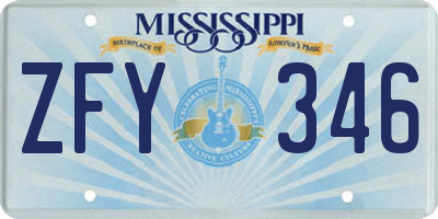 MS license plate ZFY346