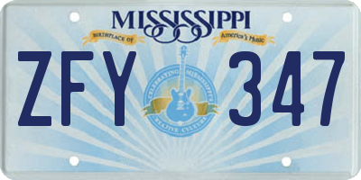 MS license plate ZFY347