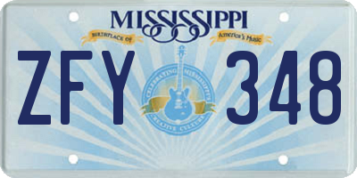 MS license plate ZFY348