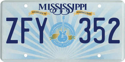 MS license plate ZFY352