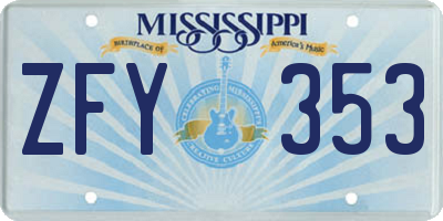 MS license plate ZFY353