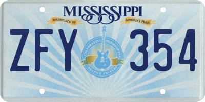 MS license plate ZFY354