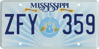 MS license plate ZFY359