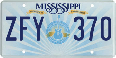 MS license plate ZFY370