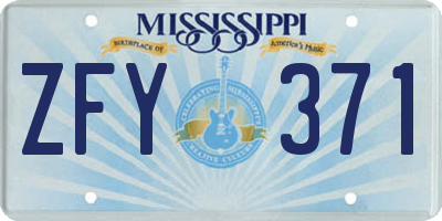 MS license plate ZFY371