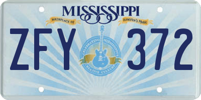 MS license plate ZFY372