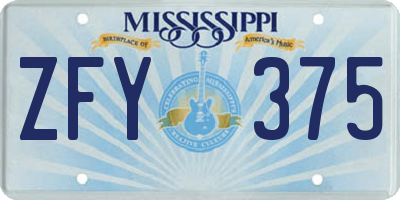 MS license plate ZFY375