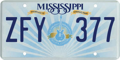 MS license plate ZFY377