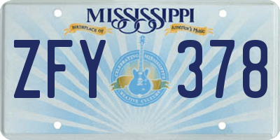 MS license plate ZFY378