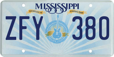 MS license plate ZFY380