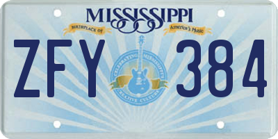 MS license plate ZFY384