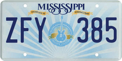 MS license plate ZFY385