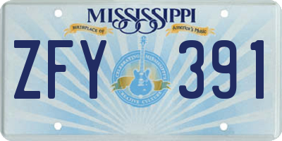 MS license plate ZFY391