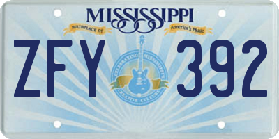MS license plate ZFY392