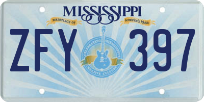 MS license plate ZFY397