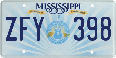 MS license plate ZFY398