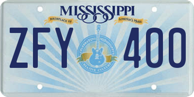 MS license plate ZFY400
