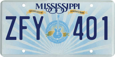 MS license plate ZFY401