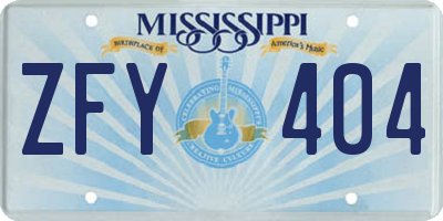 MS license plate ZFY404