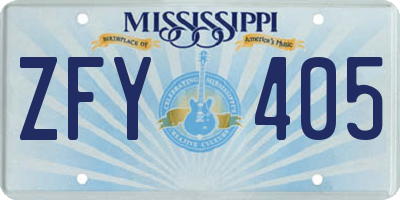 MS license plate ZFY405
