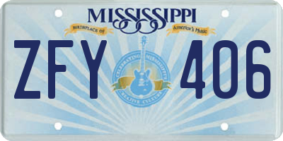 MS license plate ZFY406