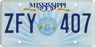 MS license plate ZFY407