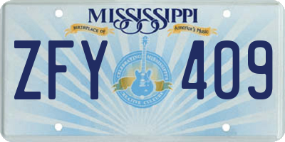 MS license plate ZFY409
